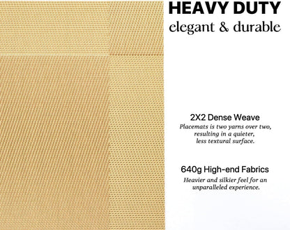 LEXMORE PlaceMats Set of 12 Vinyl/Plastic Woven Place Mats for Kitchen Table Indoor/Outdoor Washable PlaceMat Wipeable Dining Table Mats(Gold Cube)