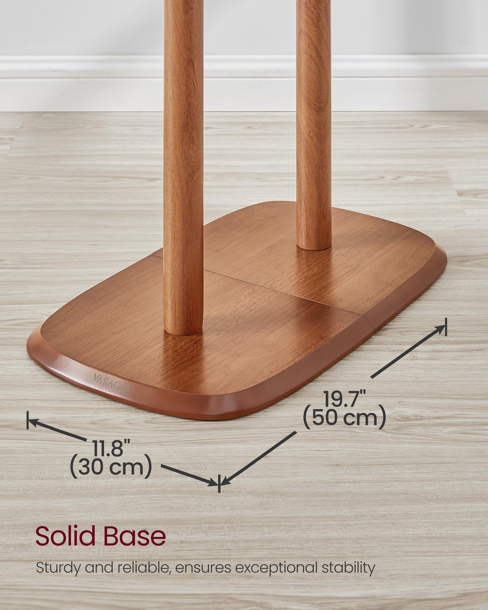 VASAGLE Coat Rack, Free Standing Coat Stand, Hall Coat Tree with 8 Hooks and Storage Shelf, 67.2