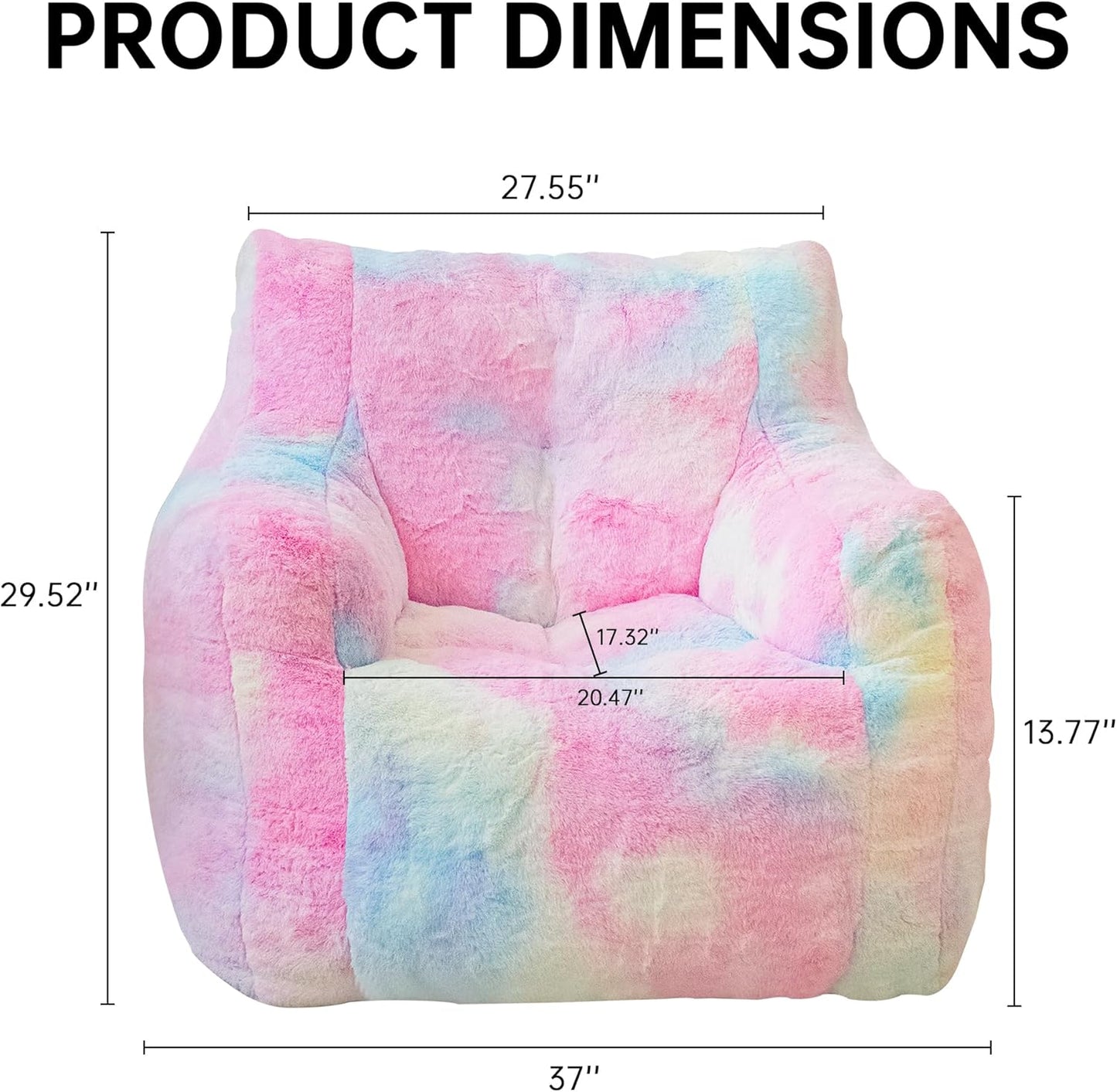 Bean Bag Chairs for Adults Ergonomic Support Reading Floor Sofa Chair with Filler Spacious (Colored, Standard)