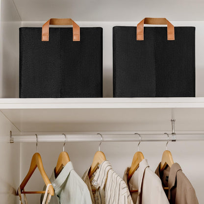 GRANNY SAYS Storage Baskets for Shelves, Closet Organizer Bins, Clothes Storage Bins with Metal Frame, Extra Large Baskets for Organizing and Storage, Collapsible, Black, 2-Pack