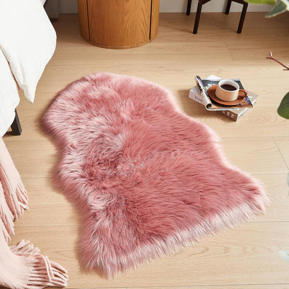 AMTOVO Faux Fur Rug, Blush Pink Small Area Rug, Fluffy Sheepskin Rug, Fuzzy Ultra Soft 2 x 3 ft Shag Rugs for Bedroom Sofa Throw Cushion Room Decor, Sheepskin