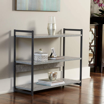 Household Essentials Slate Concrete & Iron Three-Tier Bookshelf