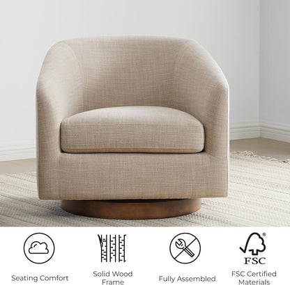 CHITA Swivel Accent Chair, FSC Certified Upholstered Fabric Barrel Chair for Living Room Set of 2, Fully Assembled, Flax Beige