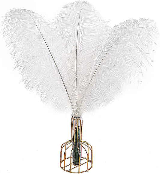 THARAHT 12pcs White Ostrich Feathers Natural Bulk 12-14Inch 30cm-35cm for Wedding Party