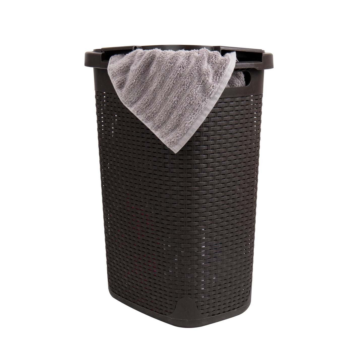Mind Reader Slim Laundry Hamper with Lid, 60L Tall Clothes Basket, Narrow Tapered Design for