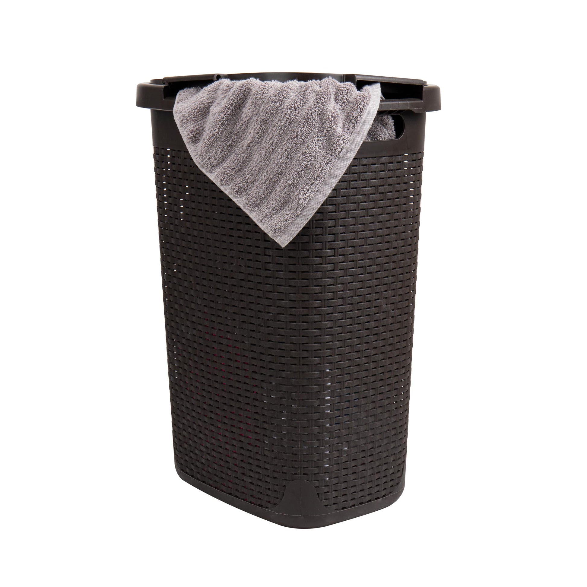 Mind Reader Slim Laundry Hamper with Lid, 60L Tall Clothes Basket, Narrow Tapered Design for
