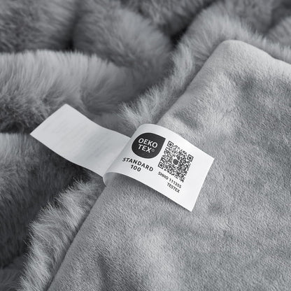 Cozy Bliss Faux Fur Throw Blanket for Couch, Fuzzy Soft Plush Thick Bubble Blanket for Sofa Bedroom Living Room, 60 * 80 Inches Light Grey