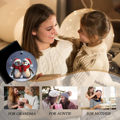 Penguin Christmas Ceramic Ornament Gifts, Winter Christmas Penguins Decorative Hanging Ornaments for Xmas Tree Holiday Party Decoration, Winter Penguin Xmas Tree Decorations