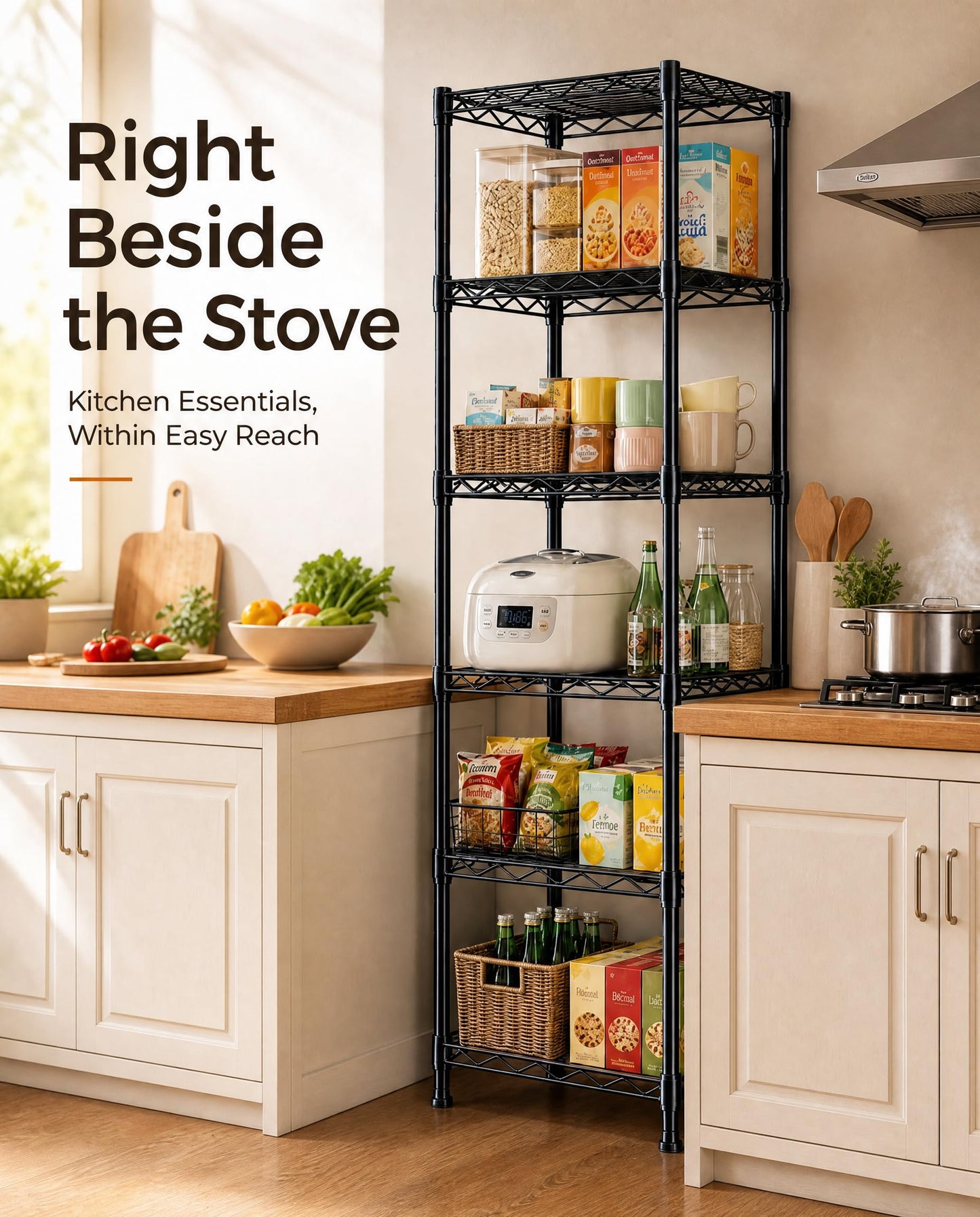 GRANNY SAYS 6-Tier Narrow Storage Shelves for Small Spaces, 15.8" W Metal Shelving Unit, Adjustable