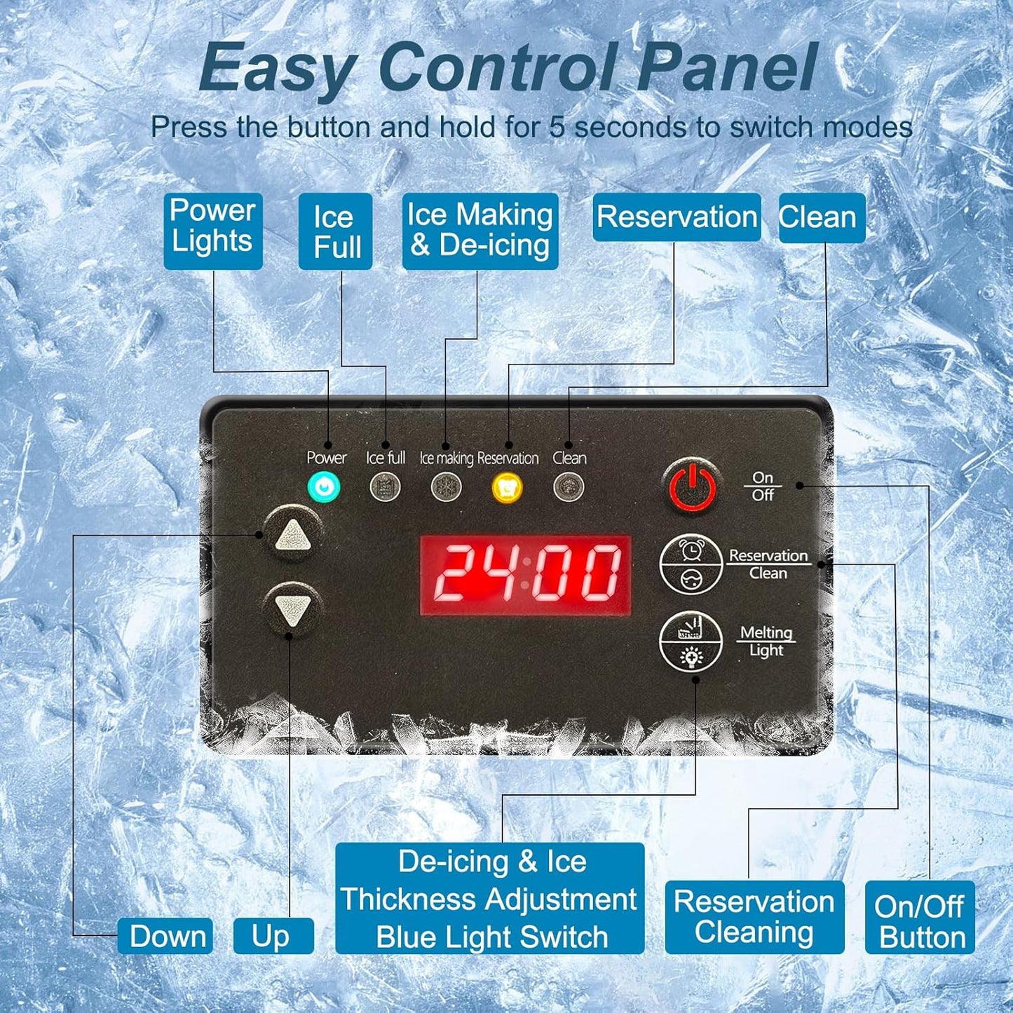 Commercial Ice Maker Machine 120 LBS/24H, 60 LBS Cold Preservation Bin for 4-6 H, Freestanding Undercounter Ice Maker Stainless Steel, 40 Ice Trays Built-in Ice Machine for Restaurant Bar Kitchen Cafe