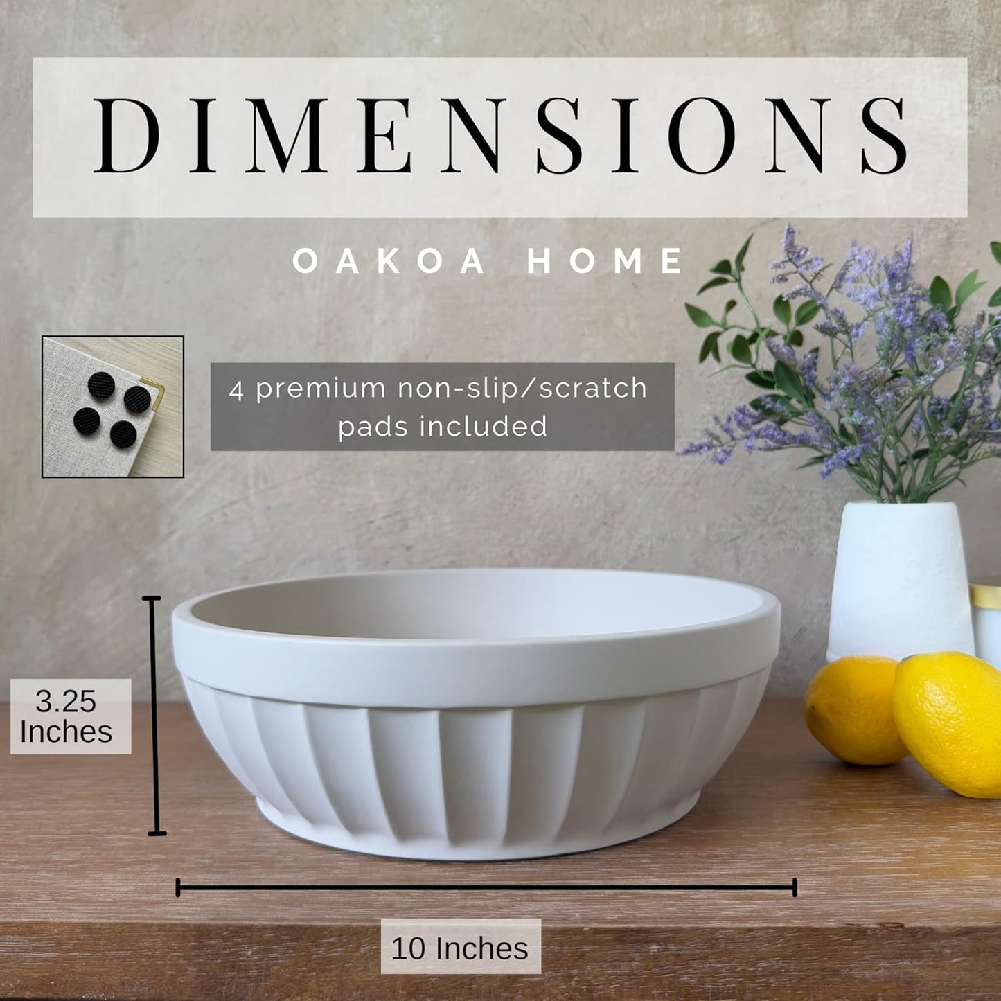 OAKOA Decorative Fruit Bowl for Kitchen Counter - Large Decorative Bowl for Home Decor - Concrete Decor Bowl for Keys Entryway Table - Modern Centerpiece Coffee Table Bowl
