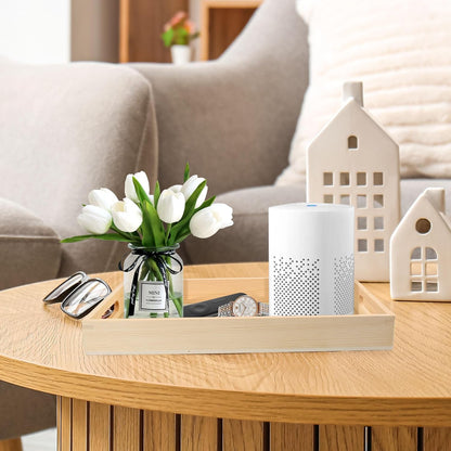 LotFancy Wooden Nested Serving Trays, Set of 5, Unfinished Natural Wood Trays with Handles, for Craft and Decor, Food Organizer for Breakfast, Lunch, Dinner