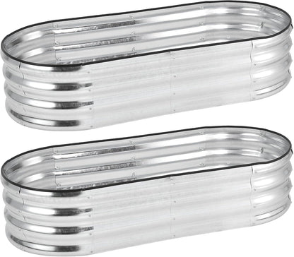 2 Pcs 4.5x2x1ft Oval Raised Garden Bed, Galvanized Raised Beds,Open-Ended Base Metal Raised Planter Beds,Planter Raised Boxes for Vegetables, Flowers,Tool-Free Asse,Rubber Edge