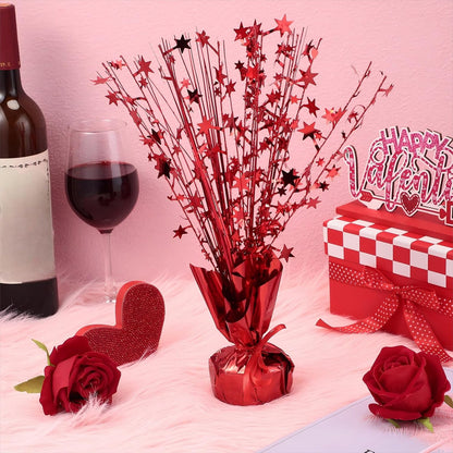 Crowye 18 Pieces Metallic Foil Spray Centerpiece Party Star Table Decoration Burst Metallic Table Centerpieces for Birthday Party Season Holiday(Red)