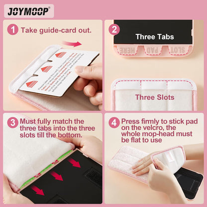 JOYMOOP Mop Replacement Pads, Reusable Microfiber Mop Pads for 13-inch Flat Mop and Mop Bucket Set, Pack of 2 Refills - Grey and Pink