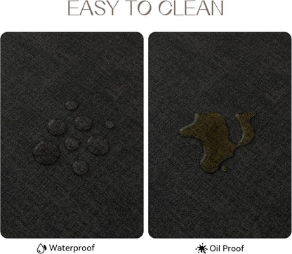 Romanstile Reversible Vinyl Placemats Set of 6, Faux Leather 100% Waterproof Oil-Proof Wipeable Place Mats, Heat Resistant Dual Sided Table Mats for Kitchen/Dining/Party (Black, 12 x 18 Inch)