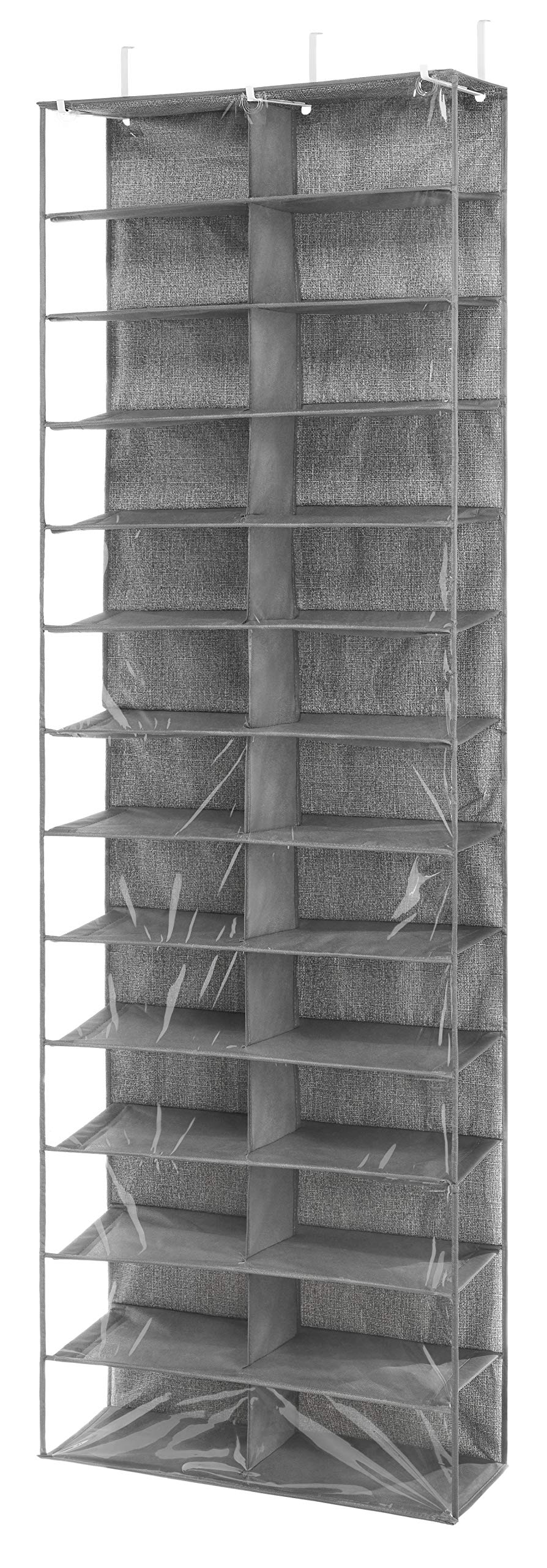Whitmor Over The Door Shoe Shelves - 26 Sections - Crosshatch Gray & Hanging Boot File - Hanging