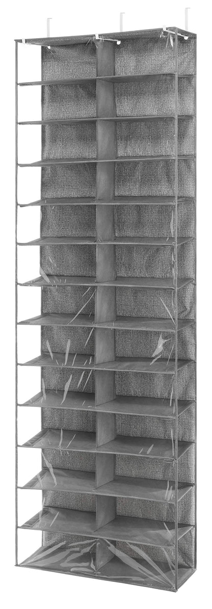 Whitmor Over The Door Shoe Shelves - 26 Sections - Crosshatch Gray & Hanging Boot File - Hanging