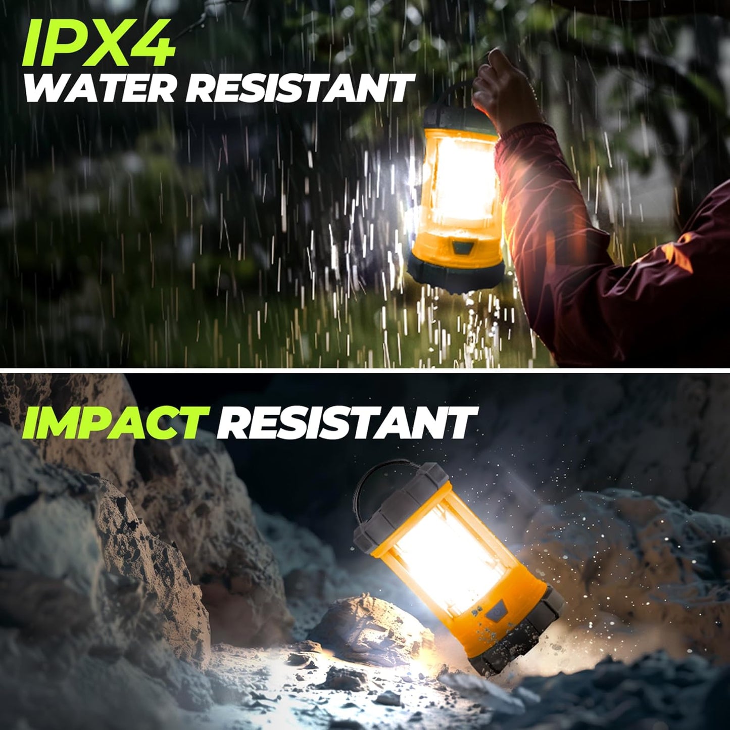 Rechargeable Camping Lantern, 3000LM 5 Light Modes Camping Light 4400 Capacity Phone Charger LED Impact-Resistant Flashlight Lantern Portable Waterproof Hurricane Lanterns for Emergency(Orange)