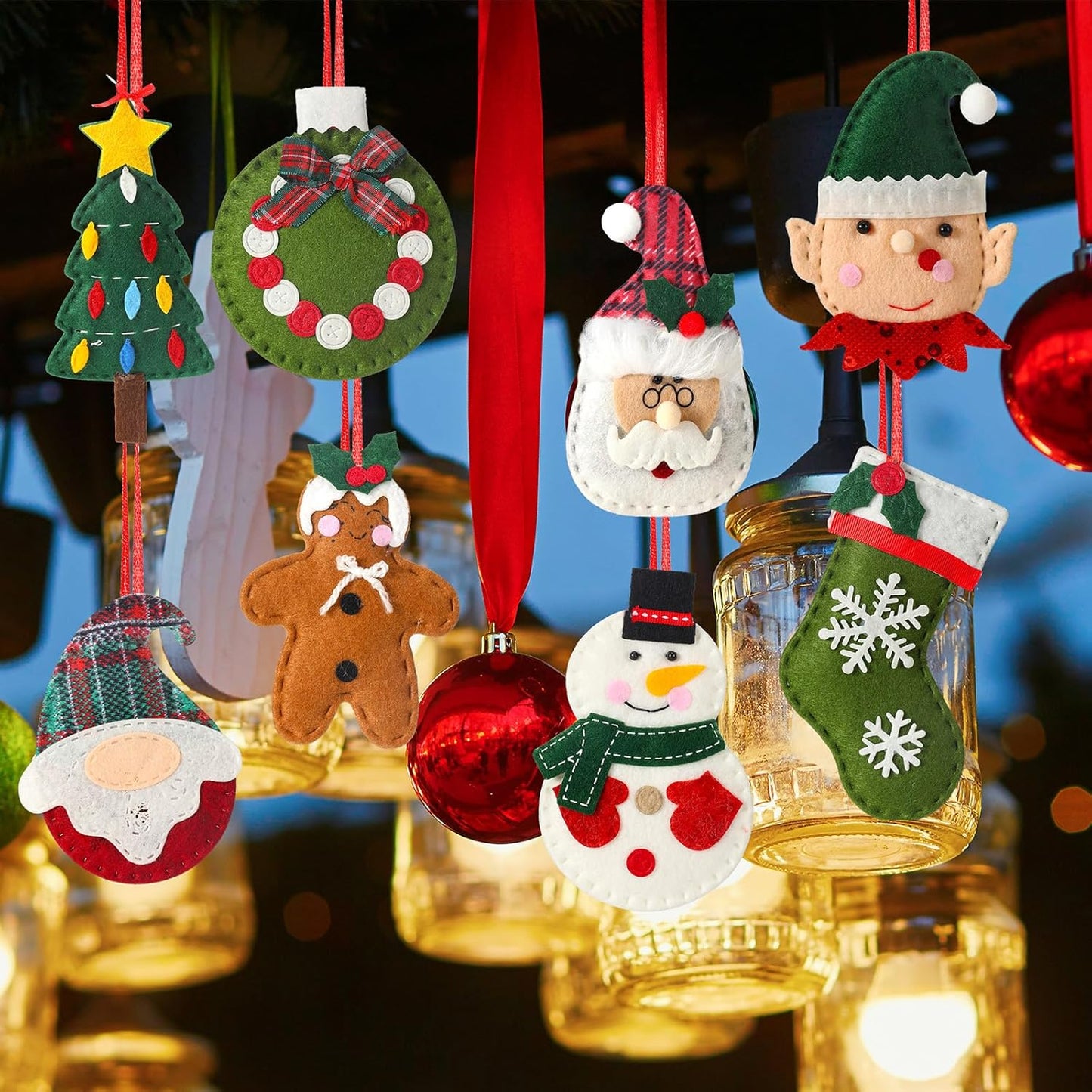 Skylety 8 Pieces 3D Christmas Tree Ornaments Set Felt Santa Snowman Candy Cane Ornament, Stocking, Gnome Decoration(Snowman)