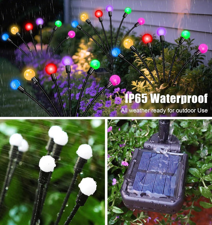 Solar Garden Lights Outdoor, 24 LEDs Solar Firefly Light, Multicolor Changing RGB Swaying Lights Outdoor Waterproof, 4 Pack 6 Heads Christmas Garden Decorative for Yard Patio Pathway Lawn Decor