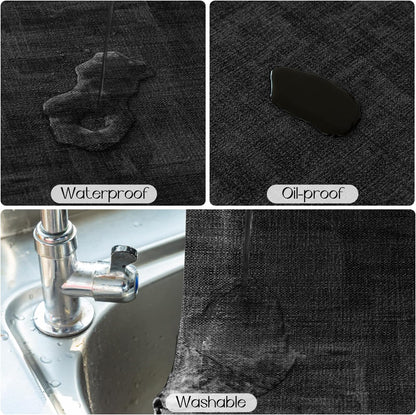 Romanstile Reversible Vinyl Placemats Set of 4, Faux Leather 100% Waterproof Oil-Proof Wipeable Place Mats, Heat Resistant Dual Sided Table Mats for Kitchen/Dining/Party (Grey Black, 12 x 17 Inch)