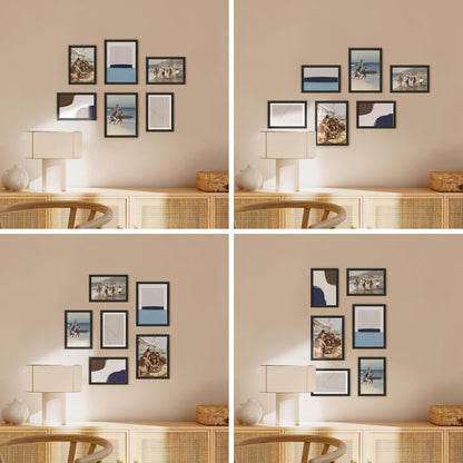HAUS AND HUES Black Oak Wood Gallery Wall Tabletop Frames Made with Real American Oak and Shatter-free Plexiglass - Set of 6 (Four 4x6, Two 5x7, Framed Black)