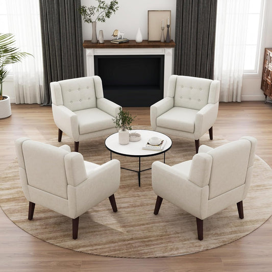 UIXE Accent Chair, Modern Upholstered Armchair in Fabric for Living Room, Comfy Club Arm Chairs