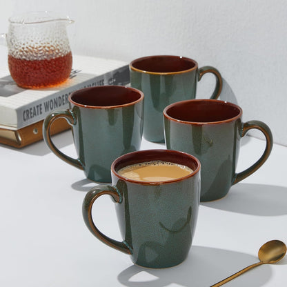 Coffee Mug 16 oz, Ceramic Coffee Mugs Set of 4, Reactive Glaze Mug for Latte/Tea/Cappuccino, Large Stackable Mug Set for Men, Women, Dad, Mom, Dishwasher & Microwave Safe, Brown Green