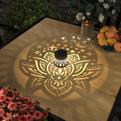 2 Pack Solar Fence Lights Metal Solar Powered Outdoor Wall Deck Lights Lotus Theme Waterproof Fence Light for Garden Post Patio Backyard Yard Decor (Lotus, 2 Pack)