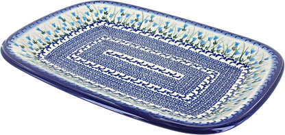 Blue Rose Polish Pottery Misty Large Rectangular Serving Platter