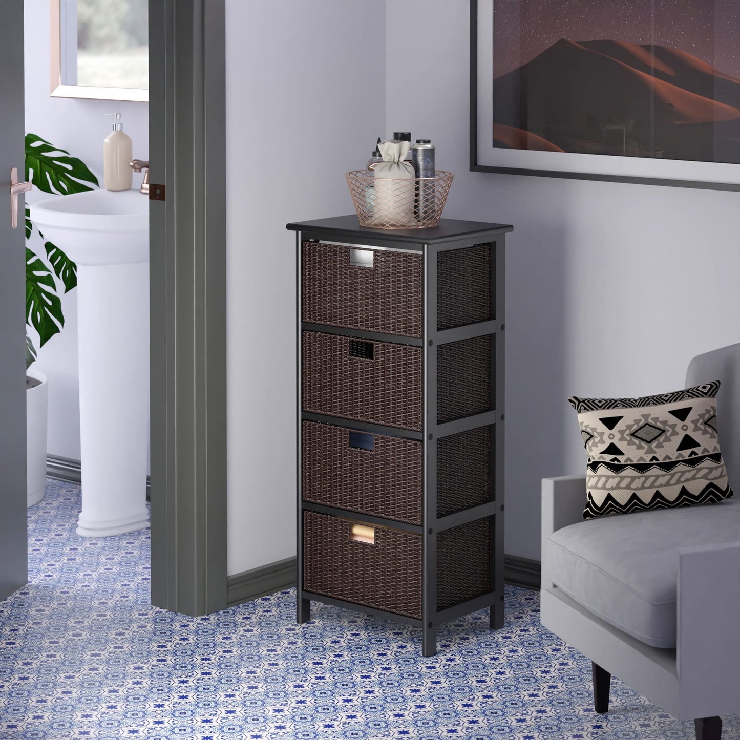 Winsome Omaha Home Storage Rack with 4 Baskets