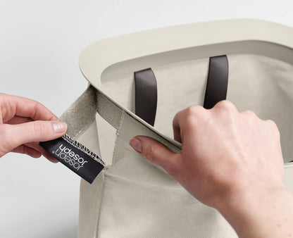 Joseph Joseph Tota 90 liter/23.8 gallon Laundry Hamper Separation Basket with lid, 2 Removable Washing Bags with Handles - Ecru