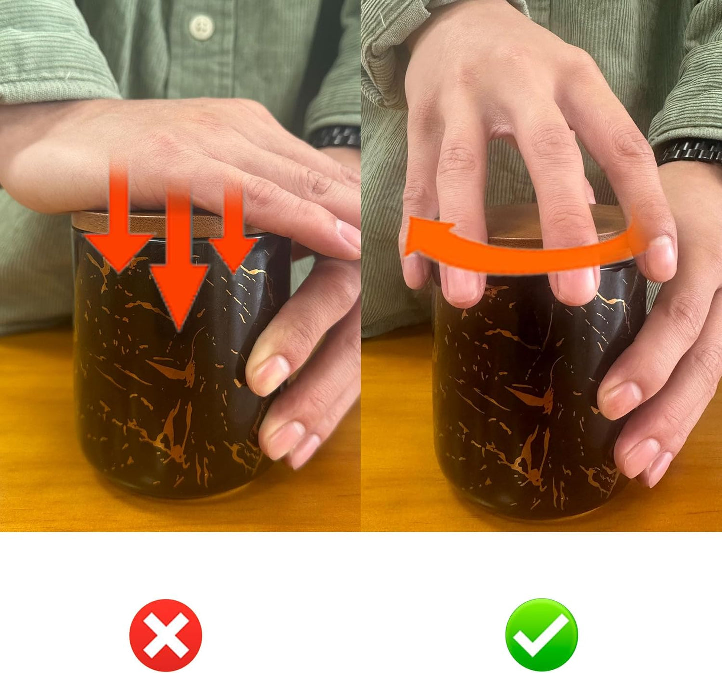 Black Ceramic Canister Set with Wooden Lid, 3-Piece Food Storage Jars for Kitchen Counter, Storage Container for Sugar, Coffee, Tea, Spice