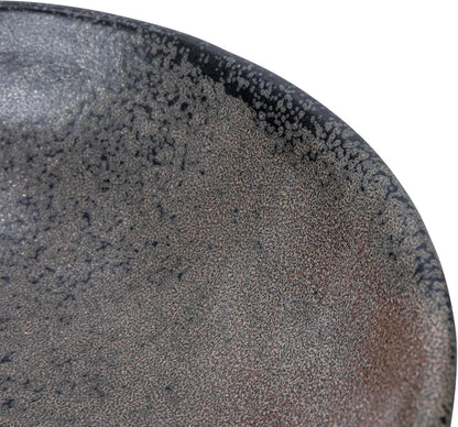 Creative Co-Op Stoneware Bowl with Handle and Base, Black Reactive Glaze