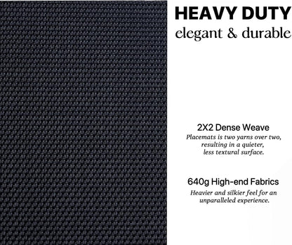 LEXMORE Placemats Set of 6 Vinyl/Plastic Woven Place Mats for Kitchen Table Indoor/Outdoor Washable Placemat Wipeable Dining Table Mats(A-Black)