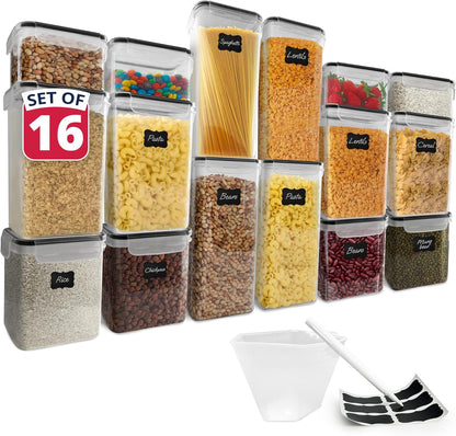 Reli. Airtight Food Storage Containers with Lids (16 Sets) | Kitchen Organizers and Storage Pantry Organizers | BPA Free Plastic Food Containers | Super Variety Pack w/Measuring Cup, 18 Labels, Pen