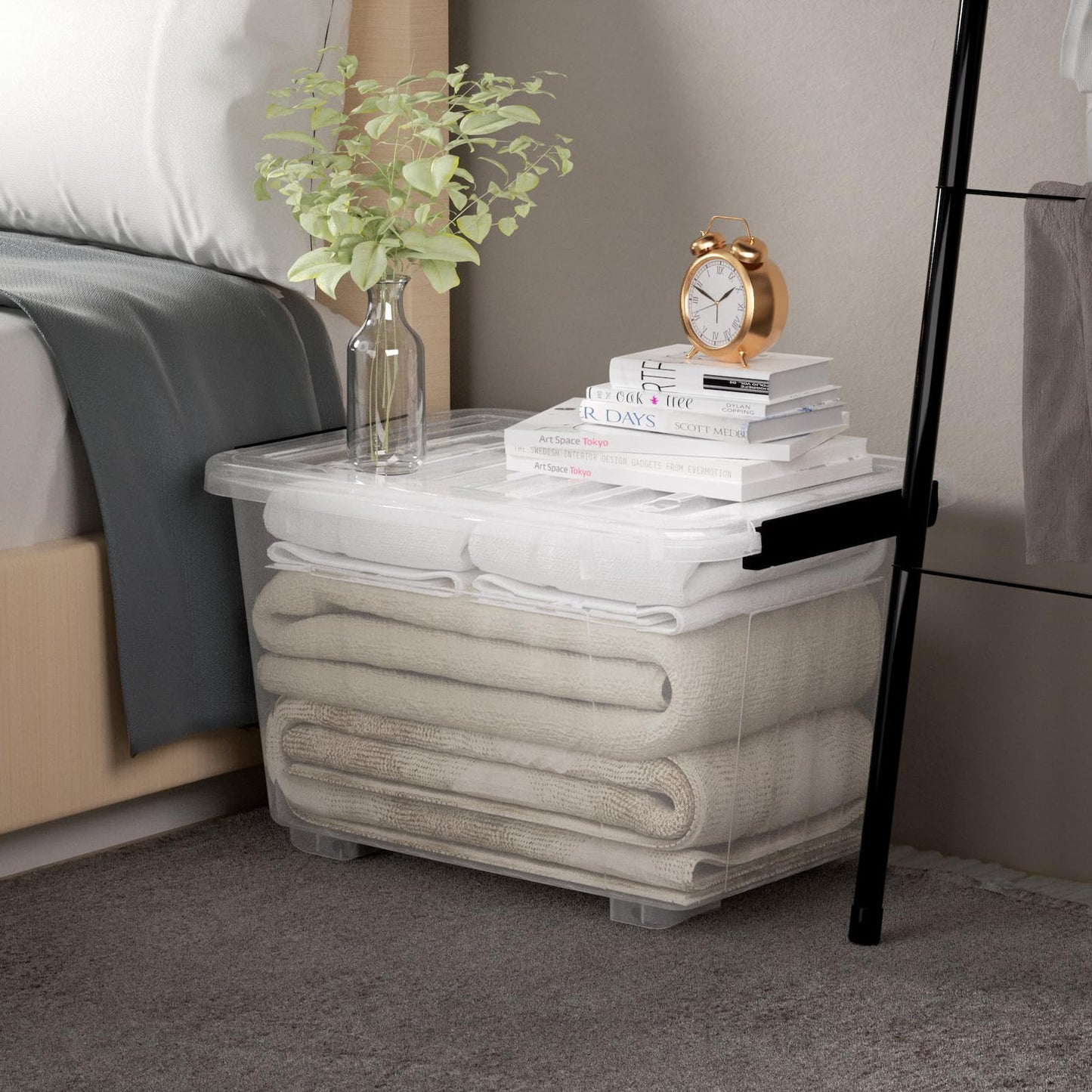 Cetomo 40Qt*6 Plastic Storage Bins, Storage Box, 6 Pack, Organizing Container with Wheels, Durable