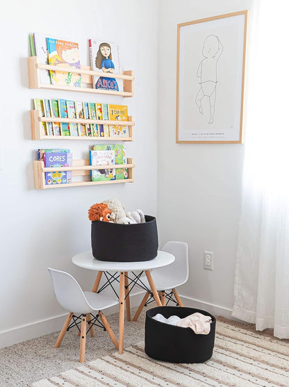 OrganiHaus Set of 3 Woven Storage Baskets for Organizing, Cotton Rope Organizer Bins for Shelves, Closet & Nursery, Dog Toy Basket, Decorative Bins for Toys, Towels & Books - 15x10x9, Black