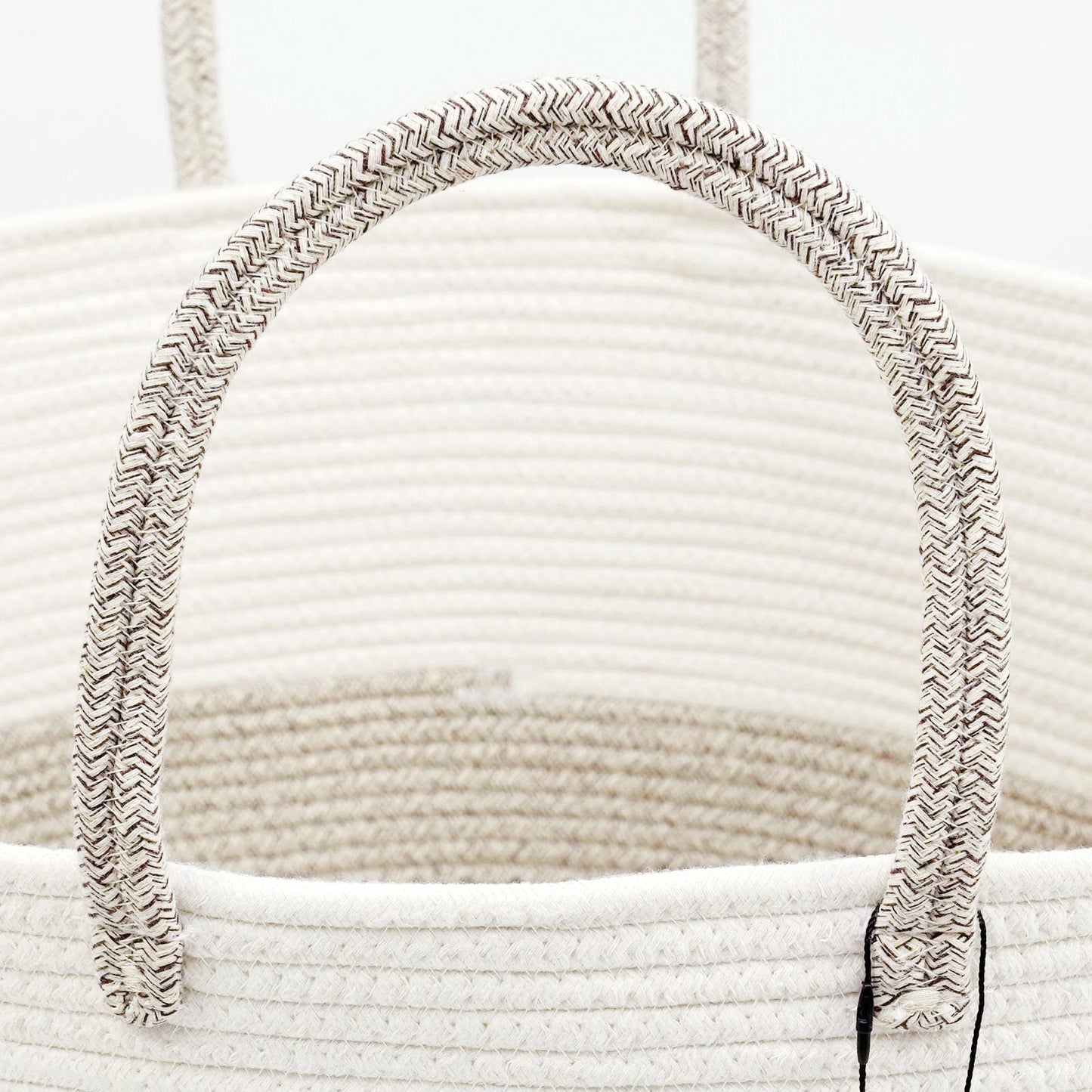 Casaphoria XXXLarge Cotton Rope Basket for Living Room - Woven Storage Basket with long Handle for