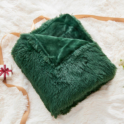 GONAAP Fuzzy Faux Fur Throw Blanket Twin Size Dark Green Super Soft Cozy Plush Fuzzy Shaggy Blanket for Couch Sofa Bed (Dark Green, Twin(60"x80"))