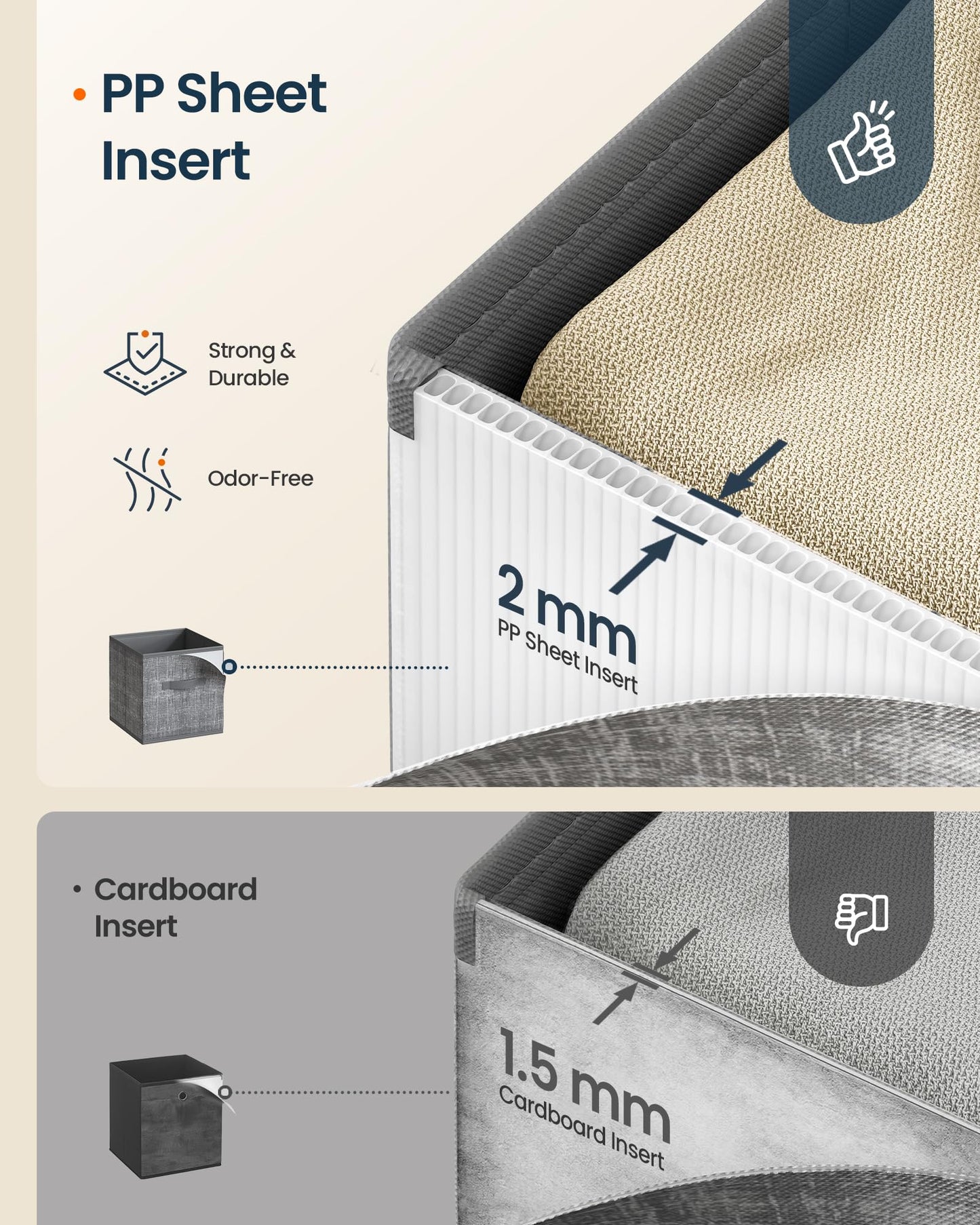 SONGMICS HOME Foldable Storage Cubes Set of 10, Fabric Shelf Organizer Bins with Handles, Closet