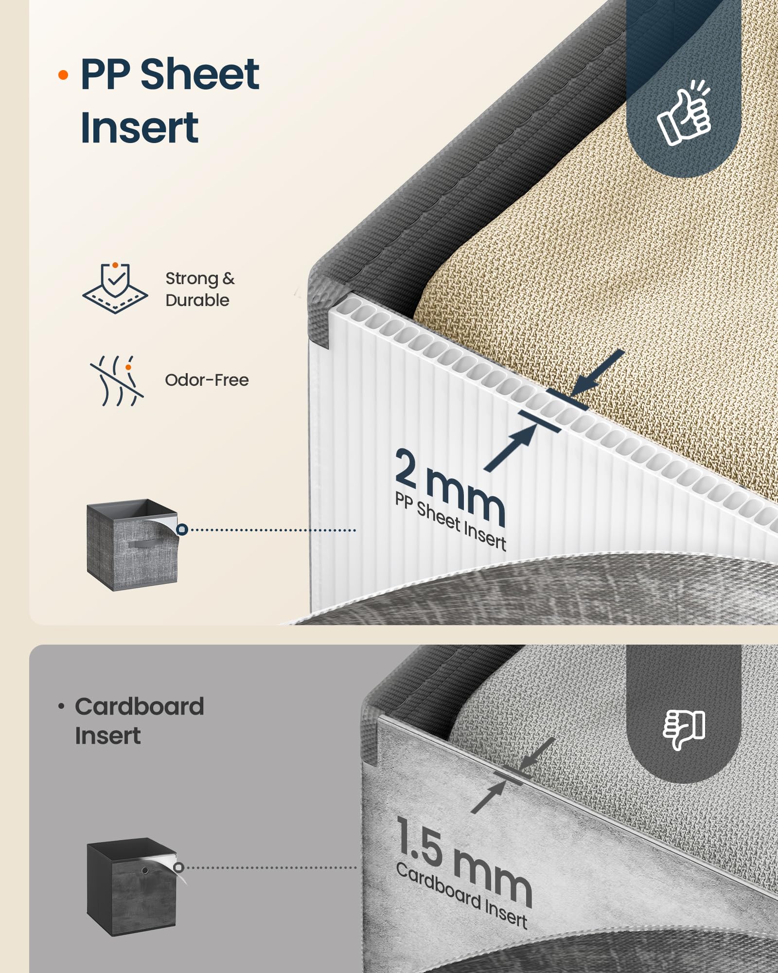 SONGMICS HOME Foldable Storage Cubes Set of 8, Fabric Shelf Organizer Bins with Handles, Closet