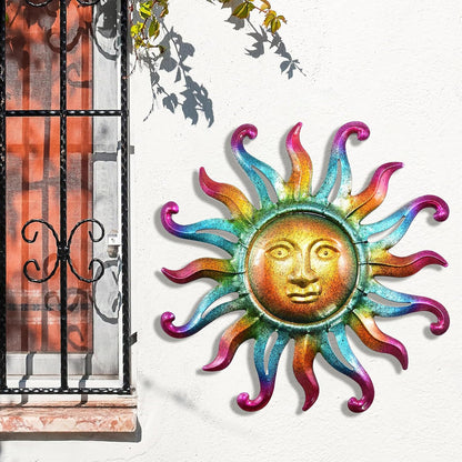MACLARONX Metal Sun Wall Decor, Sun Face for Outdoor Garden Fence Yard Art Porch Door Patio Living Room Home Decorations Farmhouse Indoor Gift for Housewarming, G1