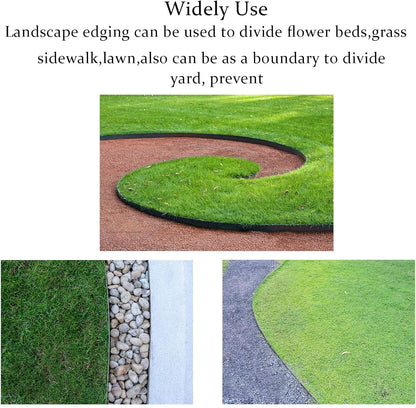 Garden Edging Border 33ft, 2in Tall Plastic Straight Top Lawn Edging Landscaping Edging Kit with 30pcs Spikes for Paver Edging, Grass Edging, Flower Beds, Yard, Black