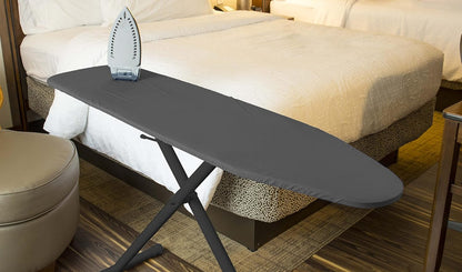 54" Full-Size Adjustable Ironing Board w/Thick Pad Cover, Leg Locking System, Foldable and Collapsible, Heavy-Duty Alloy Steel Construction, Space Saving Design - Charcoal