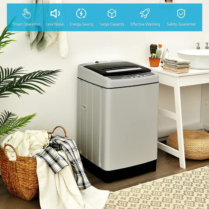 Giantex Full Automatic Washing Machine, 2 in 1 Portable Laundry Washer 1.5Cu.Ft 11lbs Capacity Washer and Spinner Combo 8 Programs 10 Water Levels Energy Saving Top Load Washer for Apartment Dorm