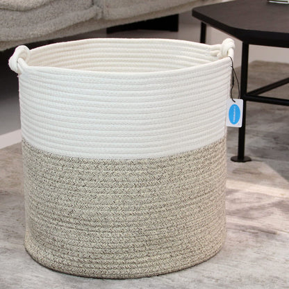 Casaphoria Natural Woven Cotton Rope Storage Basket for Organizing Towels Blanket Laundry Baskets