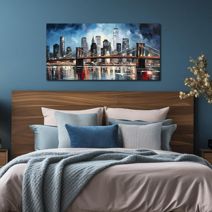 Brooklyn Bridge Canvas Wall Art Living Room City Wall Decor for Office Modern Pictures for Bedroom Wall Decor 20 x 40 Inch