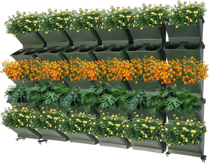 JOMCYDM Vertical Planter with 30 Pockets Wall Mounted Planter Living Wall Planter Indoor Outdoor Wall Plant Holder Microgreens Growing Kit Herb Pots